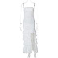 Chest-wrapped Pleated Slim Fit Patchwork Split Dress Lady T Fashions