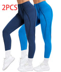 2 Pack Women's Quick Dry High Waist Tummy Control Yoga Pants Workout Leggings With Side Pockets Lady T Fashions
