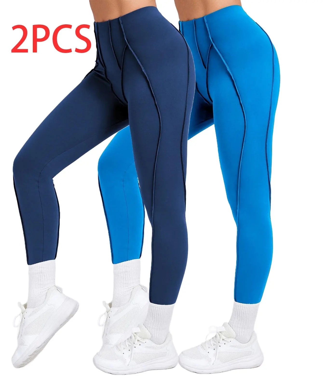 2 Pack Women's Quick Dry High Waist Tummy Control Yoga Pants Workout Leggings With Side Pockets Lady T Fashions