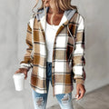 Women's Plaid Hoodie Long Sleeve Jacket Button Drawstring Casual Fall Shirts Shacket With Pocket Lady T Fashions
