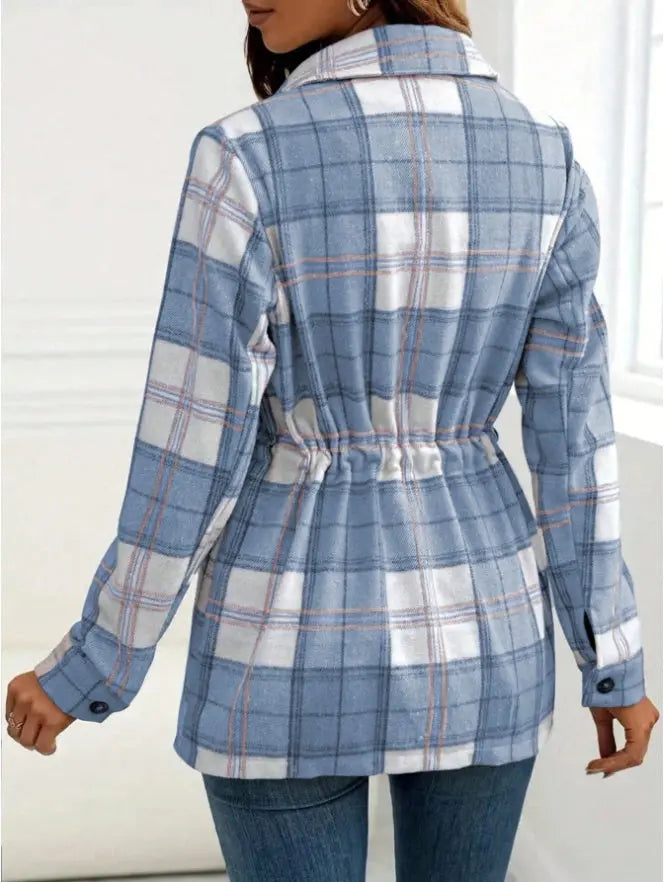 Women's Casual Vintage Plaid Front Button Loose Shirt For Spring Autumn Lady T Fashions