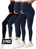 3 Pack Maternity High-Waisted Seamless Yoga Pants For Women - Tummy Support Fitness Leggings Lady T Fashions