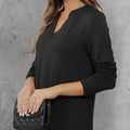 Women's Solid Color Waistband Top With Rolled Sleeves, V-neck Shirt, Long Sleeved Shirt, T-shirt Lady T Fashions
