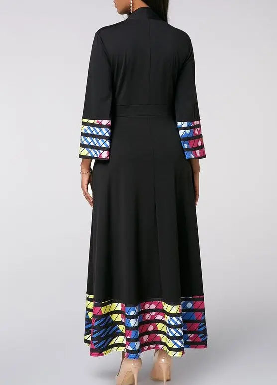 Ladies' V-neck Printed Fashionable Dress Lady T Fashions
