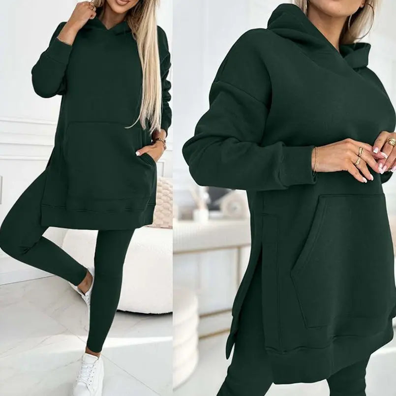 Sports Casual Hooded Sweater Thickened Underwear Leggings Two-piece Suit Lady T Fashions