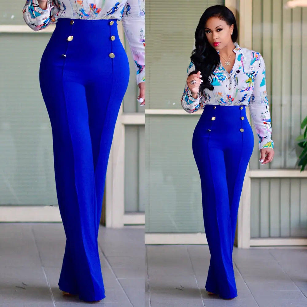 Double breasted flared pants Lady T Fashions