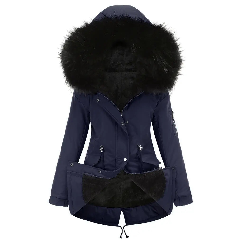 Parka Cotton-padded Coat Mid-length Hooded Lady T Fashions