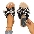 One-word Women's Slippers Hemp Rope Straw Woven Summer New Outdoor Stripes Lady T Fashions