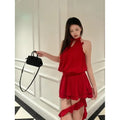 French Style Temperament High-grade Flower Halter Backless Dress Lady T Fashions
