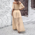 Womens Off The Shoulder Ruffle Party Dresses Side Split Beach Maxi Dress Lady T Fashions