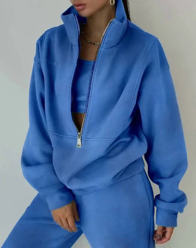 Women's Fashion Fleece Solid Color Sports Casual Suit Lady T Fashions