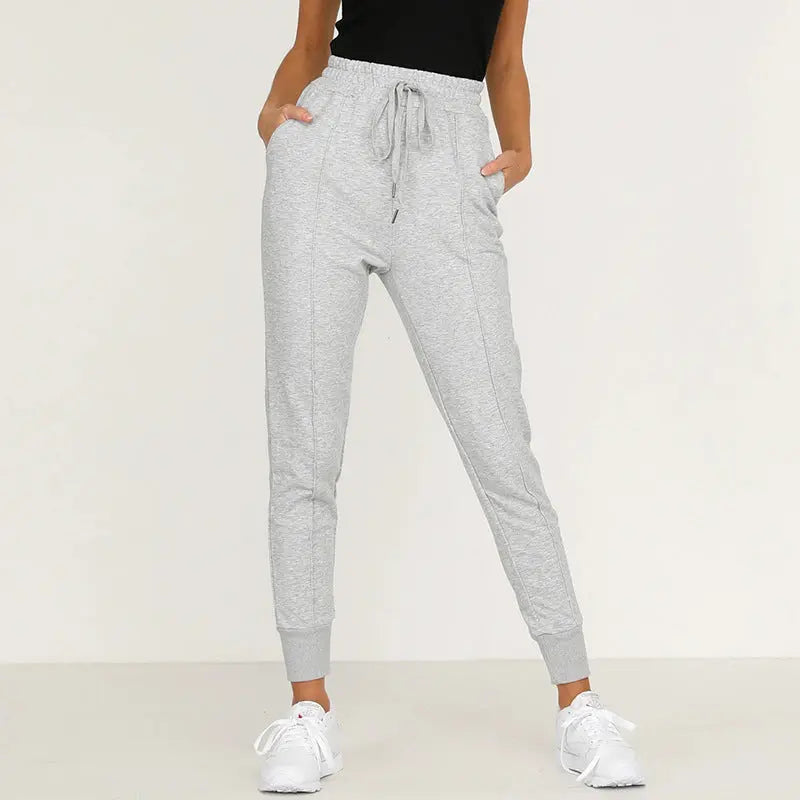 All-match ins wind net red solid color strap slim trousers Lady T Fashions