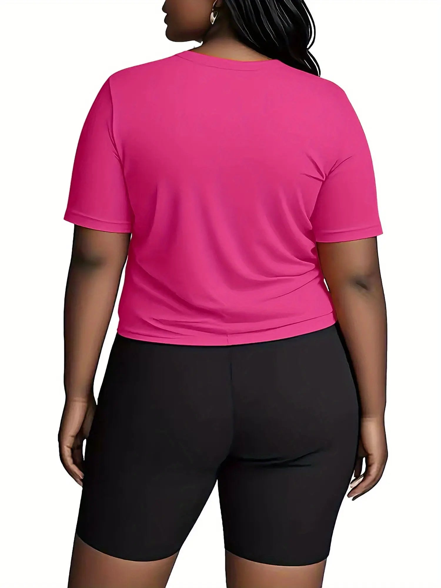 A Two-Piece Outfit Featuring a Printed Short-Sleeve T-Shirt with Dropped Shoulders And Cropped Leggings, Designed for Plus-Size Women, Licensed with Mickey And Minnie. Lady T Fashions