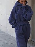 Women'S Cozy Red Hoodie & Sweatpants Set - Casual Long Sleeve Pullover with Pockets, Soft Polyester Blend, Perfect for Fall/Winter Lounging or Outdoor, Sweater Hoodie Lady T Fashions