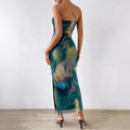 Side Slit Tie-dye Backless Sexy Sheath Dress Lady T Fashions