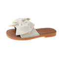 Women's Slip-on Cloth Sandals Summer Soft Bottom Flat Heel Bow Lady T Fashions