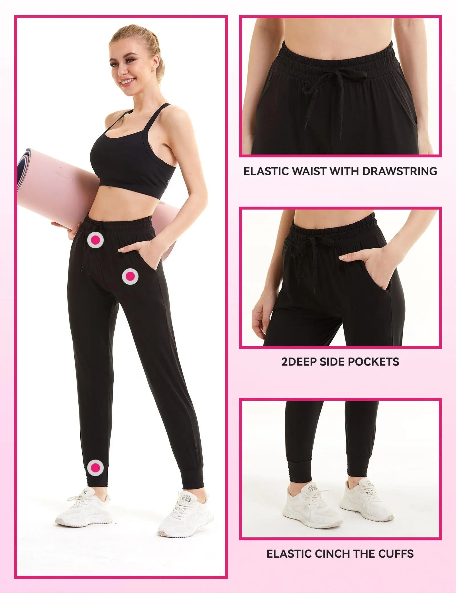 Sweatpants - Cropped New 3 Pairs Of Black Lady T Fashions