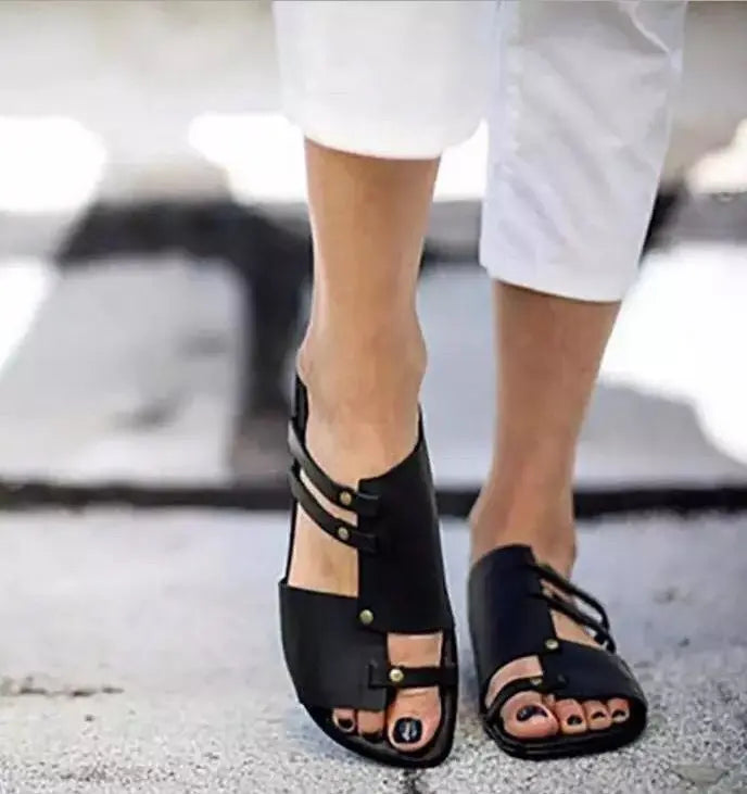 pu open-toe hollow lady sandals Lady T Fashions