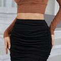 Women's Solid Color Tight Pleated Skirt Sexy Short Skirt Lady T Fashions