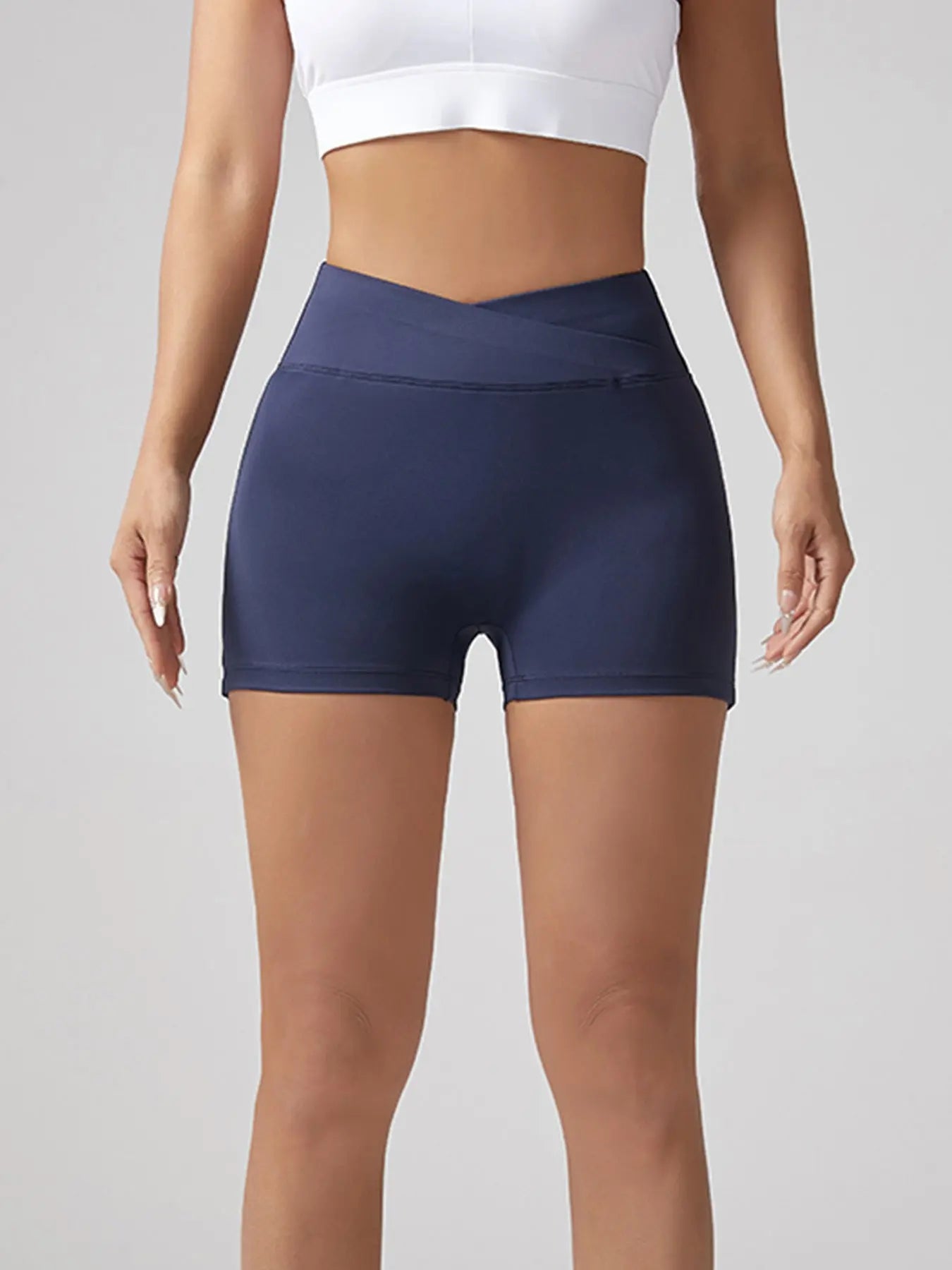 V-waist Stretch Yoga Workwear, Pocket Button Tight Pants, Women's Peach Hip Running And Fitness Shorts Lady T Fashions