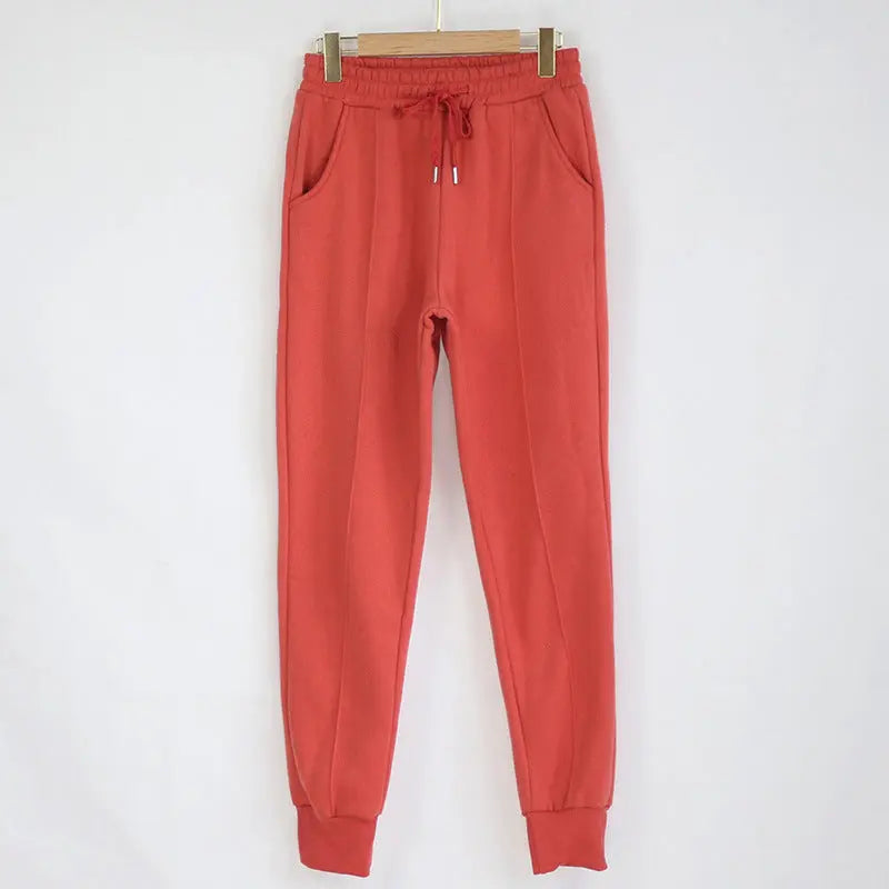 All-match ins wind net red solid color strap slim trousers Lady T Fashions