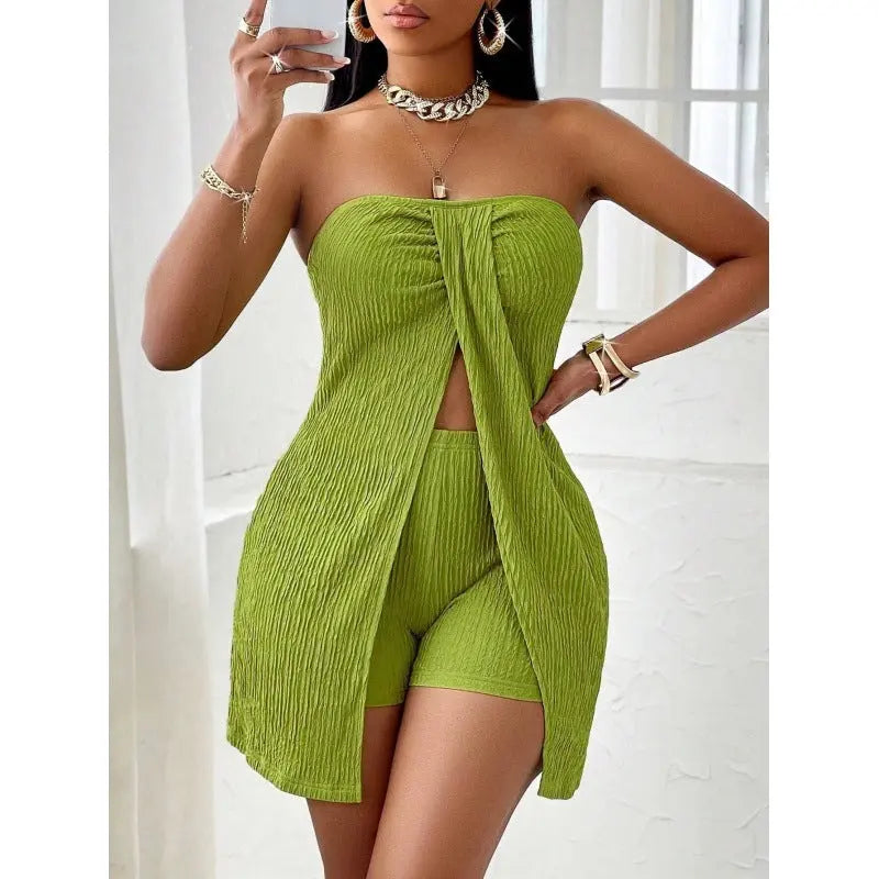 Women's Strapless Bandeau Top Shorts Suit Lady T Fashions