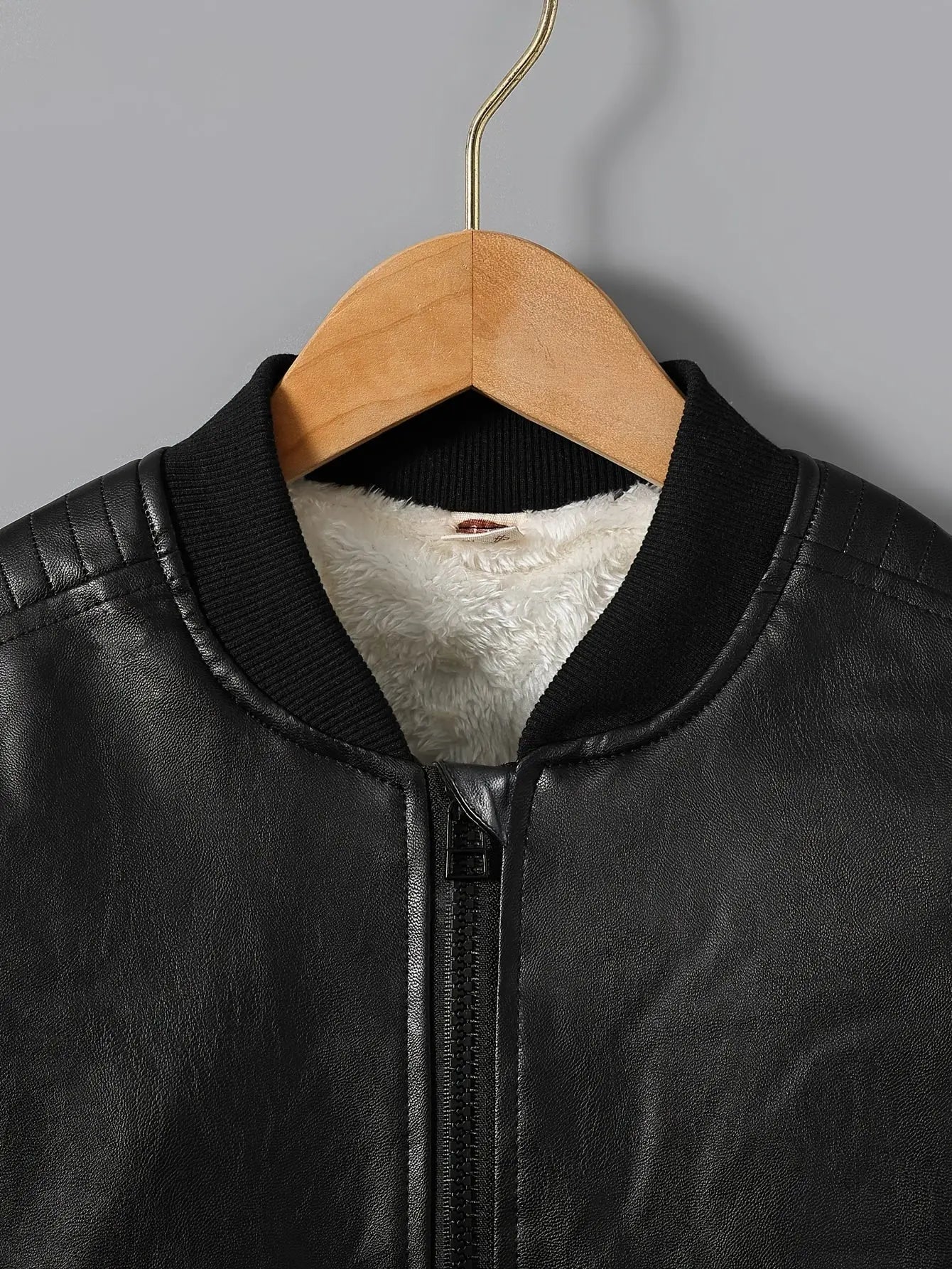 [Fleece-Lined Jacket] Cozy Fleece-Lined Boys' Zip-Up Jacket | Casual Stand Collar, Long Sleeve Outerwear for Fall/Winter Lady T Fashions