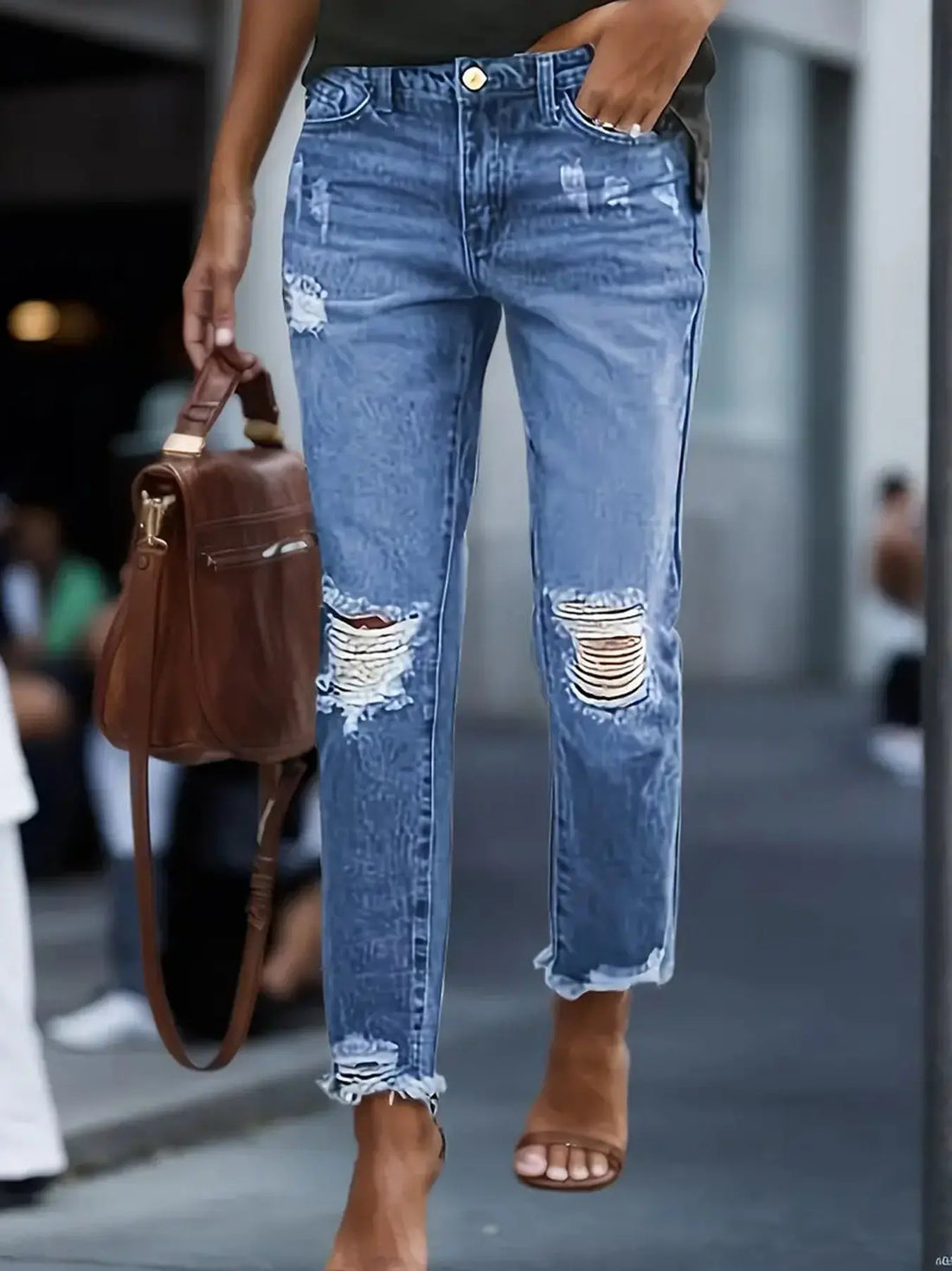 Stretchy Boyfriend Jeans For Women - Ripped, Distressed, Comfortable Denim Pants With Five-Pocket Design, Faded Wash, And Relaxed Fit Amazon Don't Sell Lady T Fashions