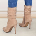 Women's Mid-Calf Boots, Plain Fashionable Boots with Zipper for Comfort and Casual Wear, Round Toe in the Middle of Calf Lady T Fashions