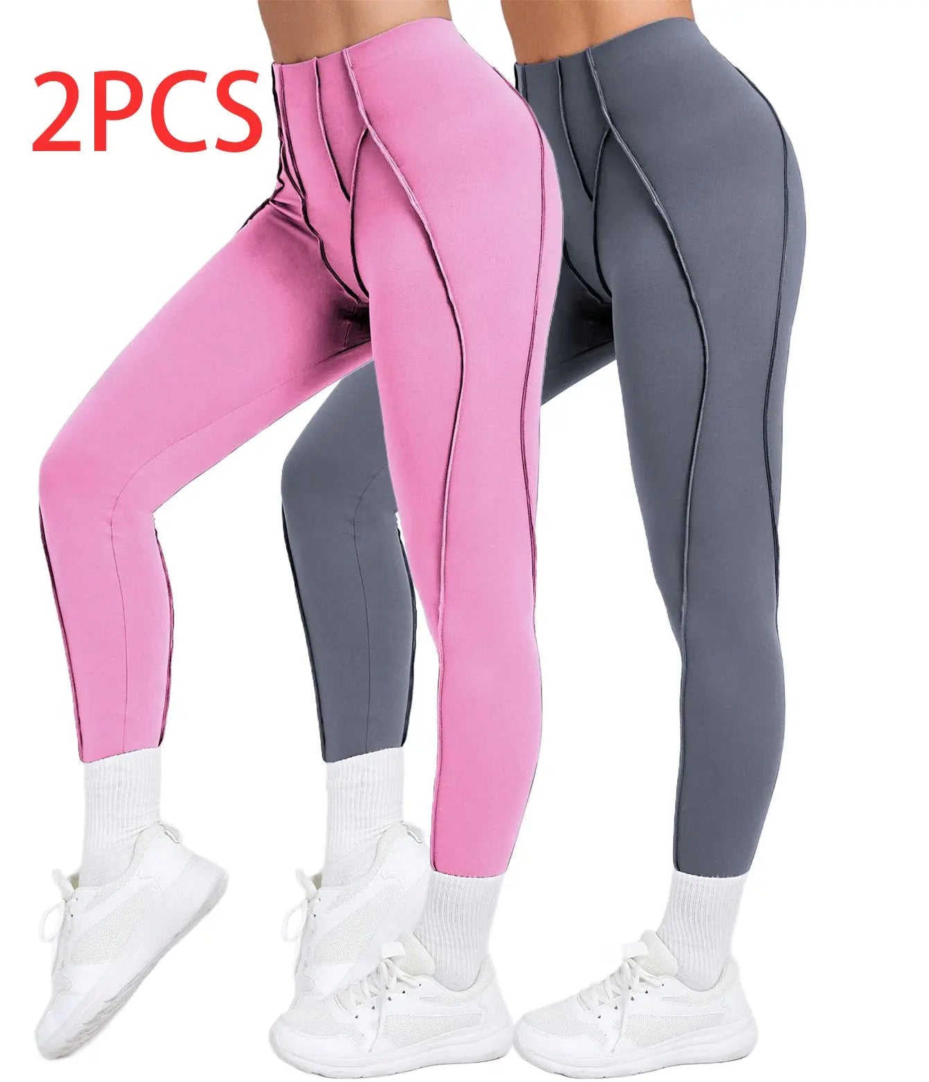 2 Pack Women's Quick Dry High Waist Tummy Control Yoga Pants Workout Leggings With Side Pockets Lady T Fashions