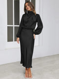 Dress Spring And Autumn Halterneck Long-sleeved Formal Dress Satin Elegant Lady Of Note Evening Dress Lady T Fashions