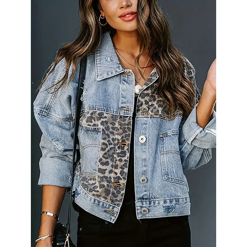 Women's Cropped Distressed Denim Jacket Ripped Button Down Jean Jacket Long Sleeve Casual Streetwear Coat Lady T Fashions