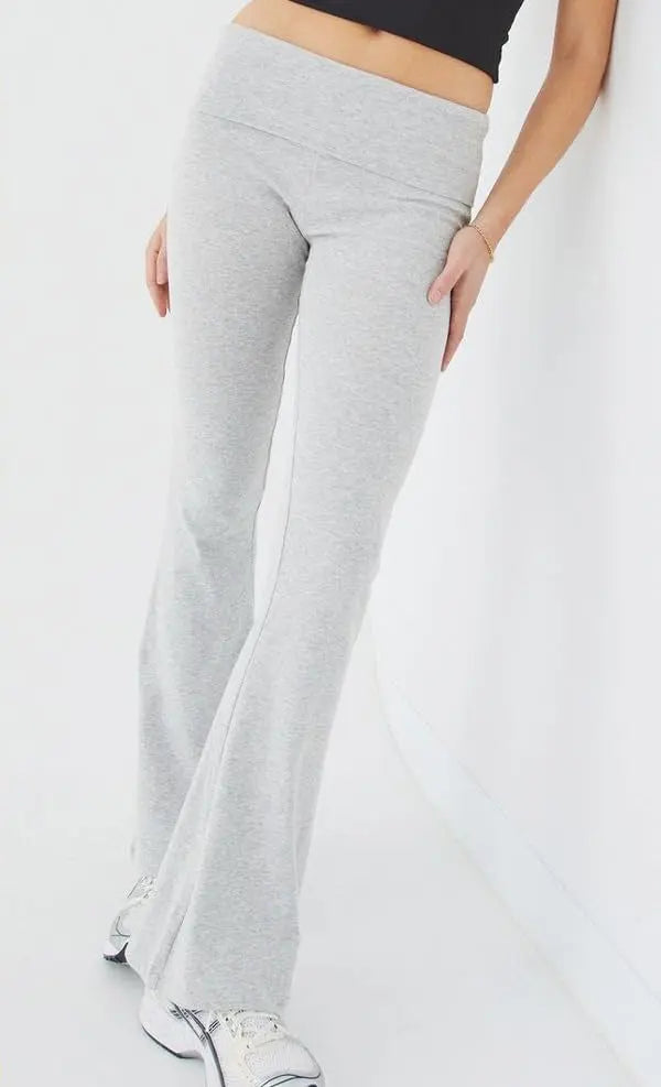 Casual Solid Color Slim Fit Two-piece Pants Set, Short Sleeved Round Neck T-shirt And Tight Flared Pants Sports Pants Clothing, Women's Clothing Lady T Fashions