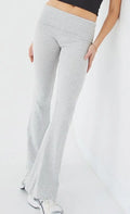 Casual Solid Color Slim Fit Two-piece Pants Set, Short Sleeved Round Neck T-shirt And Tight Flared Pants Sports Pants Clothing, Women's Clothing Lady T Fashions