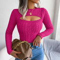 Women's Lightweight Fall Sweater Tops Long Sleeve Round Neck Cutout Pullover Casual Tunic Blouse Lady T Fashions