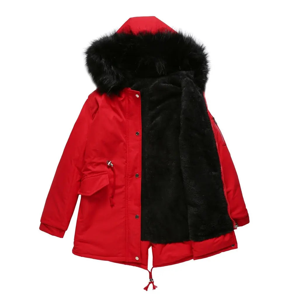 Parka Cotton-padded Coat Mid-length Hooded Lady T Fashions