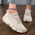 Women's Breathable Flying Woven Sneakers, Casual Lace Up Outdoor Shoes, Lightweight Low Top Trainers Lady T Fashions
