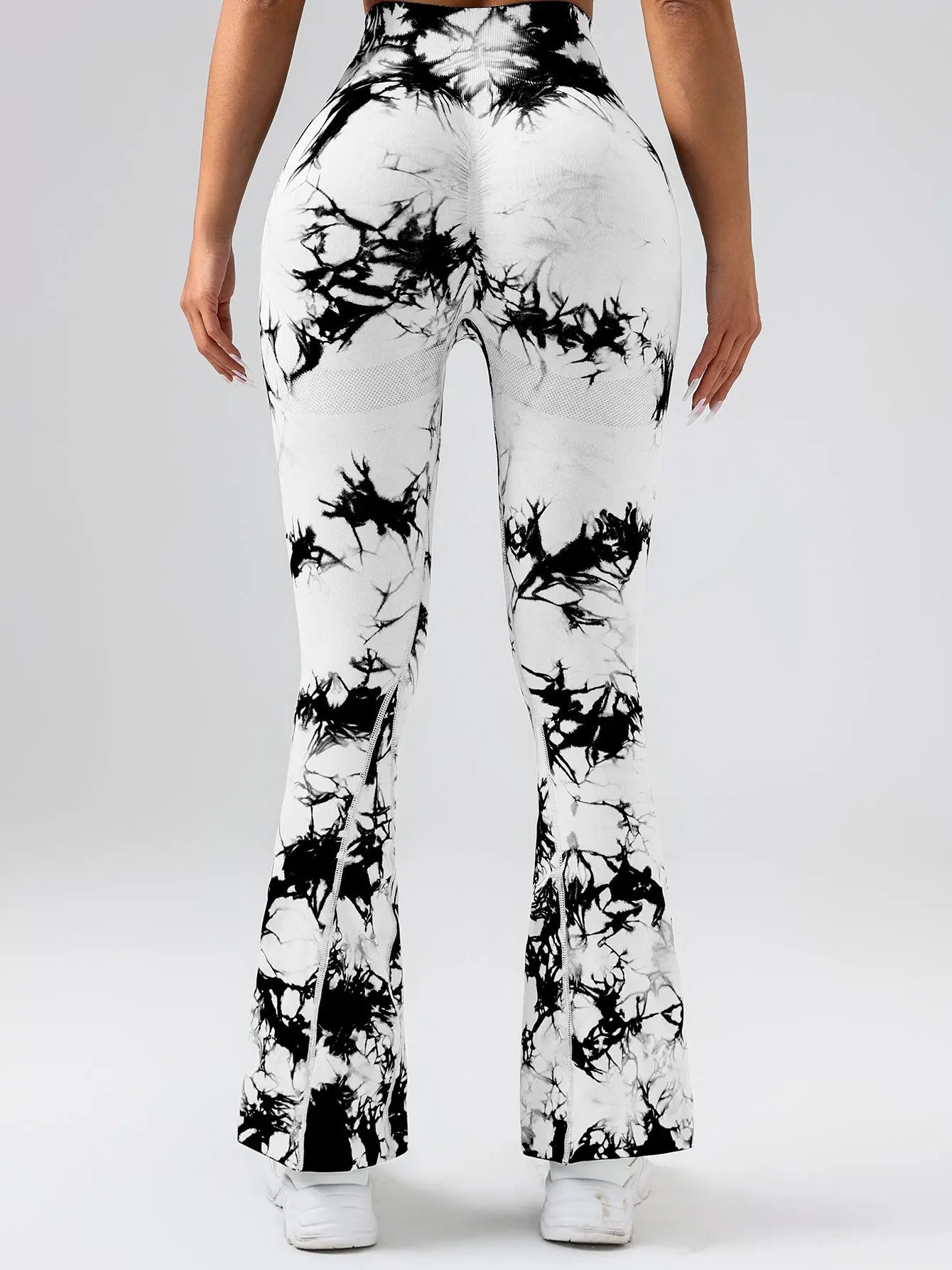 High-Waist Tummy Control Flare Yoga Pants For Women, Tie-Dye Stretch Slimming Bootcut Workout Pants, Fitness & Sports Activewear Lady T Fashions