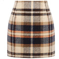 Women's High Waist Plaid Tight Pencil Wool Mini Skirt Lady T Fashions