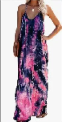 Poetsky Womens Casual Strappy V Neck Sleeveless Flowy Pockets Loose Long Maxi Beach Dress Sundress Lady T Fashions