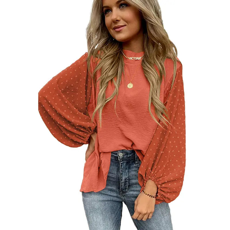 Women's New Round Neck Chiffon Blouse Lady T Fashions