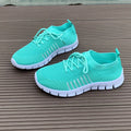 Women's Mesh Breathable Running Shoes, Solid Color Lace Up Front Summer Walking Shoes, Flying Woven Casual Sneakers Lady T Fashions
