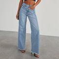Fashion High Waist Jeans With Pockets Comfortable Slim Fit Straight Wide-leg Pants Womens Clothing Lady T Fashions