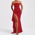 Strapless Split Long Dress Summer Fashion Pleated Bridesmaid Dress For Womens Party Wedding Clothing Lady T Fashions
