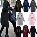 Hooded Long Sleeve Sweater Fleece Long Jacket Lady T Fashions
