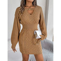 Womens Long Sleeve Sweater Dress Sexy Cut Out Bodycon Mini Fall Dress Trendy Ribbed Ladies Winter Sweater Lady T Fashions