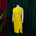 Women's Elegant Ruffle Sleeveless Bodycon Formal Party Cocktail Pencil Midi Dress Lady T Fashions