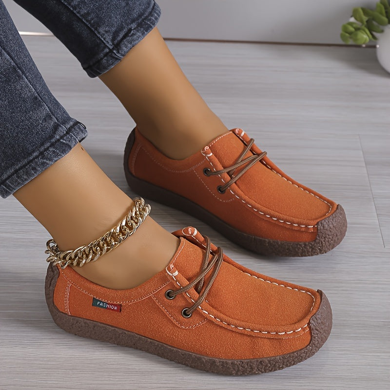 Women's Flat Loafers, Comfy Lace Up Soft Sole Flat Shoes, Casual Non Slip Walking Shoes Lady T Fashions
