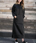 Hoodies Dress for Women Fashion  2024 Hem Lace-up Midi Robe Hooded Long Vestidos Winter Warm Casual Loose Sweatshirt Dress - Lady T Fashions