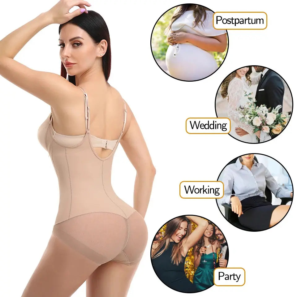 Shapewear for Women Tummy Control Bodysuits Waist Trainer Body Shaper Slimming Underwear Open Bust Compression Belly Girdles - Lady T Fashions